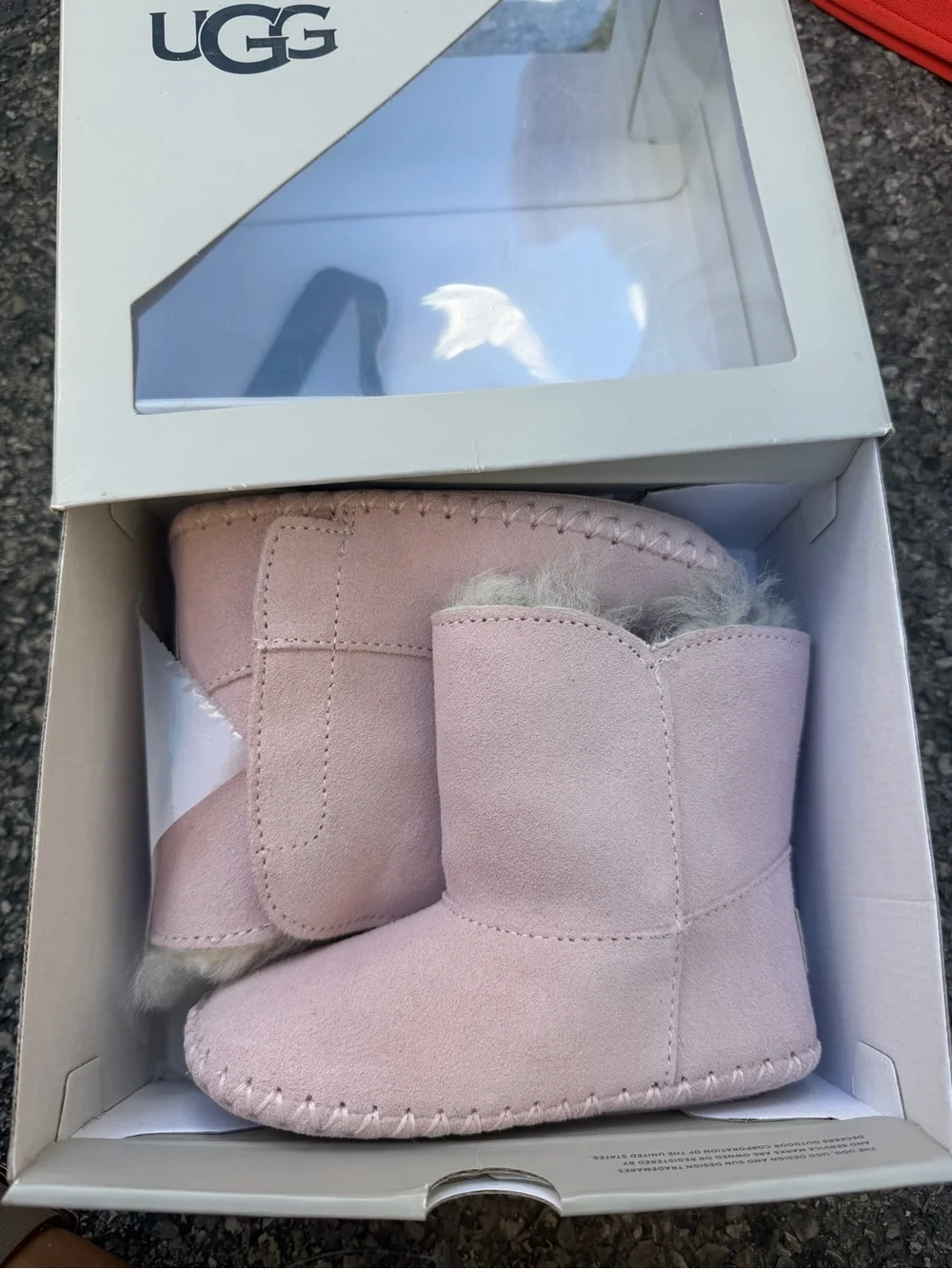UGG Infant Suede Ankle Booties in Pale Pink